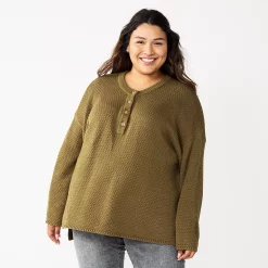 Plus Size Sonoma Goods For Life® Henley Sweater