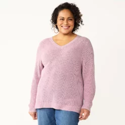 Plus Size Croft & Barrow® Placed Cable Pullover Sweater -Hot Sale Adult Shop 5588807 Lavender