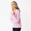 Petite Croft & Barrow® Crewneck Cable Sweater