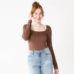 Juniors' SO® Button-Front Bodysuit