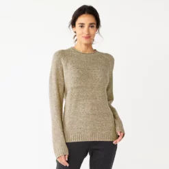 Women's Croft & Barrow® Cozy Crewneck Sweater -Hot Sale Adult Shop 5588987 Mushroom Heather