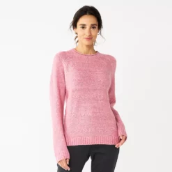 Women's Croft & Barrow® Cozy Crewneck Sweater -Hot Sale Adult Shop 5588987 Pink Heather