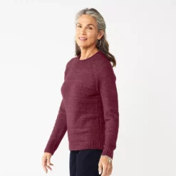 Women's Croft & Barrow® Cozy Crewneck Sweater -Hot Sale Adult Shop 5588987 Plum