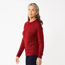 Women's Croft & Barrow® Cozy Crewneck Sweater -Hot Sale Adult Shop 5588987 Red