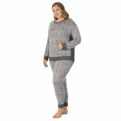 Plus Size Cuddl Duds® Kangaroo Pocket Pajama Top and Banded Bottom Pajama Pants Sleep Set -Hot Sale Adult Shop 5590152 ALT2