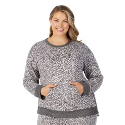 Plus Size Cuddl Duds® Kangaroo Pocket Pajama Top and Banded Bottom Pajama Pants Sleep Set -Hot Sale Adult Shop 5590152 ALT5