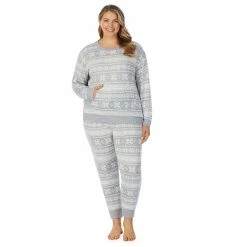 Plus Size Cuddl Duds® Kangaroo Pocket Pajama Top and Banded Bottom Pajama Pants Sleep Set -Hot Sale Adult Shop 5590152 Grey Heather Fairisle