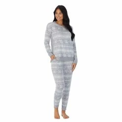 Petite Cuddl Duds® Kangaroo Pocket Pajama Top and Banded Bottom Pajama Pants Sleep Set