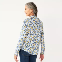 Women's Croft & Barrow® Ruffled Button Down Top -Hot Sale Adult Shop 5590396 ALT