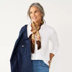 Women's Croft & Barrow® Ruffled Button Down Top -Hot Sale Adult Shop 5590396 Bright White