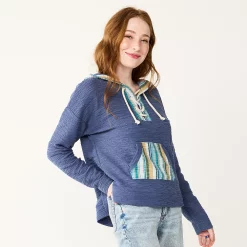 Juniors' SO® Lace-Up Drawstring Hoodie -Hot Sale Adult Shop 5591779 Cyclone Blue