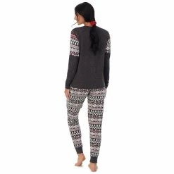 Women's Cuddl Duds 3-pc. Knit Long Sleeve Pajama Top, Banded Bottom Pajama Pants & Scrunchie Set -Hot Sale Adult Shop 5591782 ALT