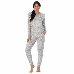 Petite Cuddl Duds 3-pc. Knit Long Sleeve Pajama Top, Banded Bottom Pajama Pants & Scrunchie Set -Hot Sale Adult Shop 5591784 Grey Heather Nordic