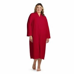 Plus Size Miss Elaine Essentials Brushed Back Terry Long Zipper Robe