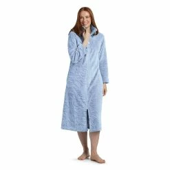 Petite Miss Elaine Essentials Sculptured Fleece Zipper Robe -Hot Sale Adult Shop 5591843 Light Blue