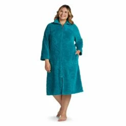 Plus Size Miss Elaine Essentials Sculptured Fleece Zipper Robe