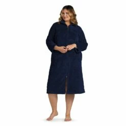 Plus Size Miss Elaine Essentials Sculptured Fleece Zipper Robe -Hot Sale Adult Shop 5591844 Midnight Blue