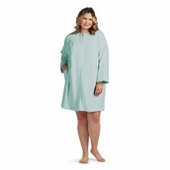 Plus Size Miss Elaine Essentials Brushed Back Terry Short Snap Robe -Hot Sale Adult Shop 5591847 Mint