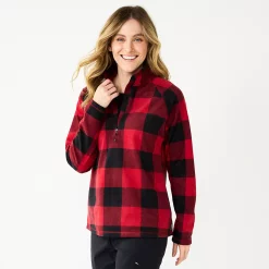 Women's Eddie Bauer Venture 1/4-Zip Fleece Sweatshirt -Hot Sale Adult Shop 5593433 Red Black Check