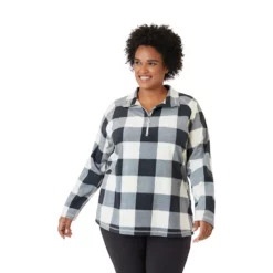 Plus Size Eddie Bauer Venture 1/4-Zip Fleece Sweatshirt -Hot Sale Adult Shop 5593437 White Blk Buff Check