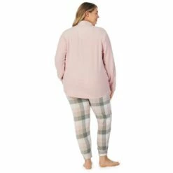 Plus Size Cuddl Duds Fleece Long Sleeve Pajama Top and Banded Bottom Pajama Pants Sleep Set -Hot Sale Adult Shop 5595480 ALT