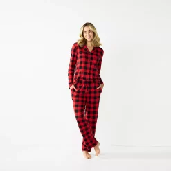 Petite Jammies For Your Families® Beary Cool Buffalo Check Pajama Set by Cuddl Duds® -Hot Sale Adult Shop 5601559 ALT2