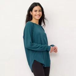 Petite LC Lauren Conrad Raglan Ruffle Tunic