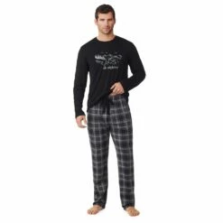 Mens Cuddl Duds Men's Cuddl Duds® Graphic Tee Classic Pajama Set