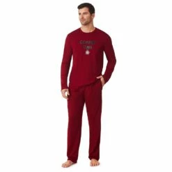 Mens Cuddl Duds Men's Cuddl Duds® Graphic Tee Classic Pajama Set -Hot Sale Adult Shop 5608709 Coffee Time