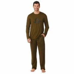 Mens Cuddl Duds Men's Cuddl Duds® Graphic Tee Classic Pajama Set -Hot Sale Adult Shop 5608709 Winter Crest