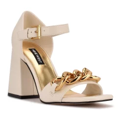 Nine West Jerri Women's Chain Link Dress Sandals -Hot Sale Adult Shop 5618724 Chic Cream