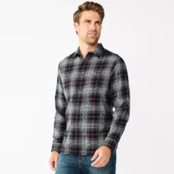 Men's Sonoma Goods For Life® Flannel Button-Down Shirt 32 Men's Sonoma Goods For Life® Flannel Button-Down Shirt -Hot Sale Adult Shop 5624605 Black Gray Multi
