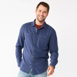 Men's Sonoma Goods For Life® Flannel Button-Down Shirt 35 Men's Sonoma Goods For Life® Flannel Button-Down Shirt -Hot Sale Adult Shop 5624605 Navy Heather