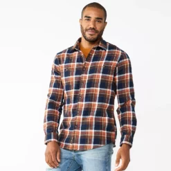 Men's Sonoma Goods For Life® Flannel Button-Down Shirt 25 Men's Sonoma Goods For Life® Flannel Button-Down Shirt -Hot Sale Adult Shop 5624605 Navy Multi Plaid