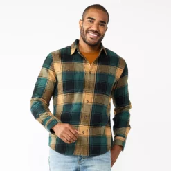 Men's Sonoma Goods For Life® Flannel Button-Down Shirt 43 Men's Sonoma Goods For Life® Flannel Button-Down Shirt -Hot Sale Adult Shop 5624605 Yellow Green Plaid