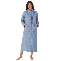 Women's Stan Herman Dimple Plush Cowlneck Zip Robe