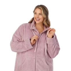Plus Size Stan Herman Dimple Plush Cowlneck Zip Robe -Hot Sale Adult Shop 5627666 ALT3