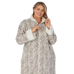 Plus Size Stan Herman Plush Sherpa Zip Robe -Hot Sale Adult Shop 5627671 ALT4