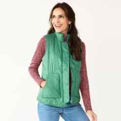Petite Croft & Barrow® Quilted Vest -Hot Sale Adult Shop 5634355 Green