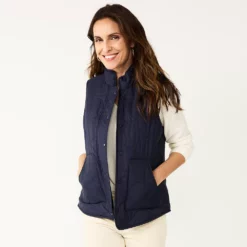 Petite Croft & Barrow® Quilted Vest -Hot Sale Adult Shop 5634355 Navy