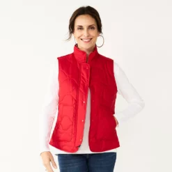 Petite Croft & Barrow® Quilted Vest -Hot Sale Adult Shop 5634355 Red