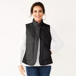 Women's Croft & Barrow® Quilted Vest -Hot Sale Adult Shop 5634524 Black