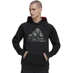 Men's adidas AEROREADY Game and Go Camo Logo Fleece Hoodie