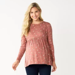 Maternity Sonoma Goods For Life® Long Sleeve Empire Waist Top -Hot Sale Adult Shop 5635424 Brown Ditsy Floral