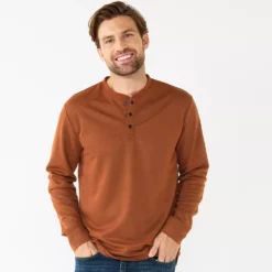 Men's Apt. 9® Core Henley Top -Hot Sale Adult Shop 5639564 Marmalade
