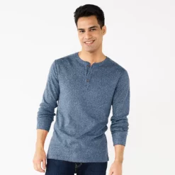 Men's Apt. 9® Core Henley Top -Hot Sale Adult Shop 5639564 Medium Blue