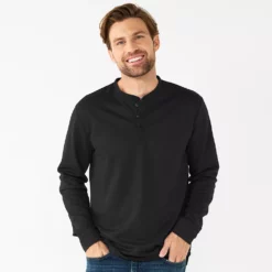 Men's Apt. 9® Core Henley Top -Hot Sale Adult Shop 5639564 Mineral Black