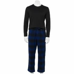 Men's Sonoma Goods For Life® Top & Flannel Pants Pajama Set -Hot Sale Adult Shop 5639994 Blue Black Plaid