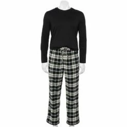 Men's Sonoma Goods For Life® Top & Flannel Pants Pajama Set -Hot Sale Adult Shop 5639994 Cream Black