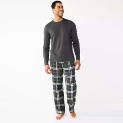 Men's Sonoma Goods For Life® Top & Flannel Pants Pajama Set -Hot Sale Adult Shop 5639994 Gray Gold Cream